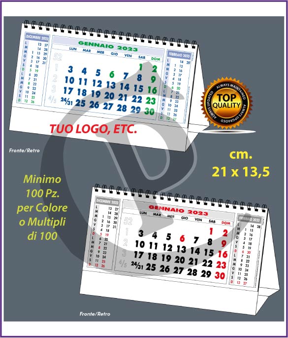 calendari-olandesi-da-tavolo-2023-personalizzati-primo-prezzo-rosso-verde-t613-t611