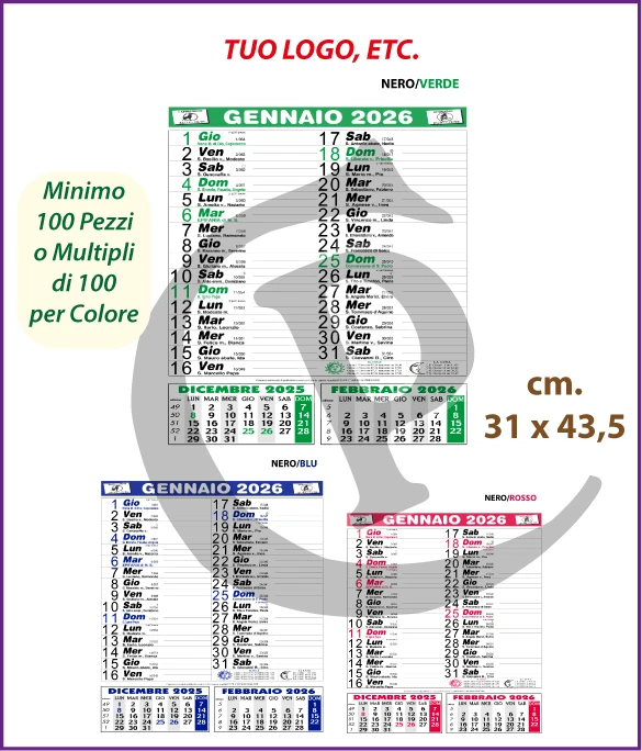 Calendari Olandesi Personalizzati 2026 Modello C004