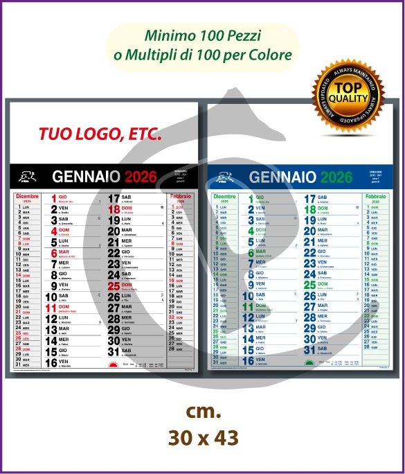 Calendari Olandesi Personalizzati 2026 Modello C018