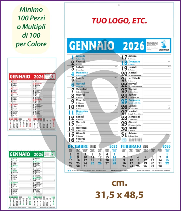 Calendari Olandesi Personalizzati 2026 Modello C025