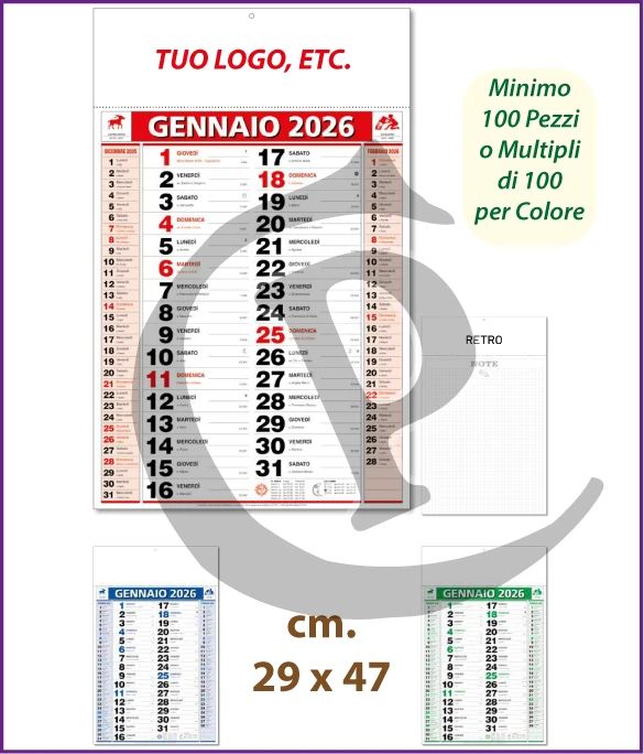 Calendari Olandesi Personalizzati 2026 Modello C026