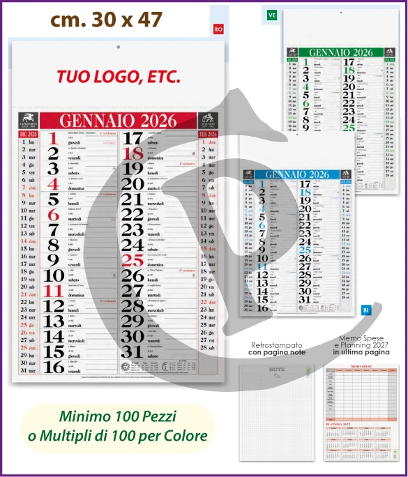 Calendari Olandesi Personalizzati 2026 Modello C027