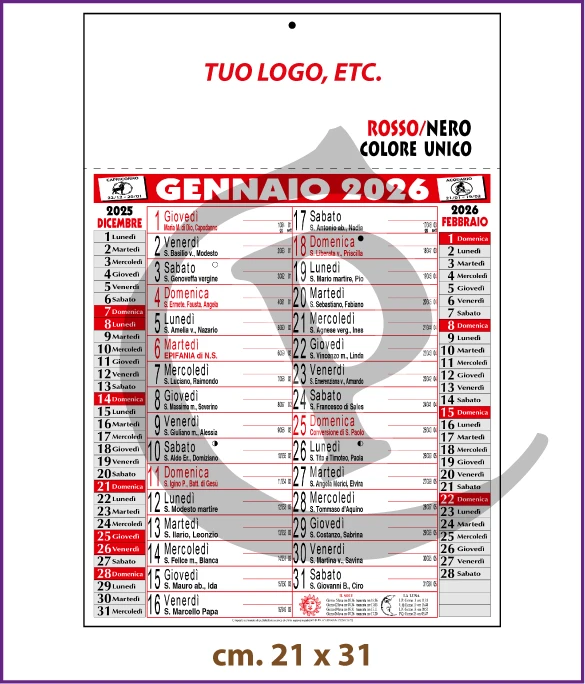 Calendari Olandesi Personalizzati 2026 Modello C030
